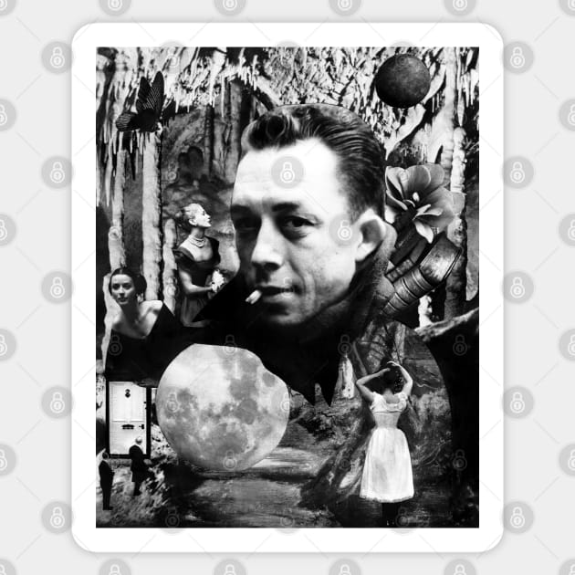 Albert Camus French Philosopher Absurdism Stoicism Book Sticker by seruniartworks